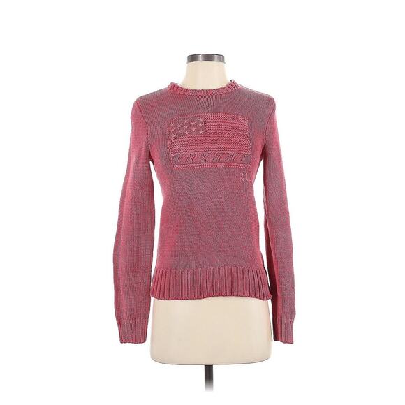 Polo Ralph Lauren American Flag Sweater Western Red Intarsia Monochromatic XS - Picture 1 of 3